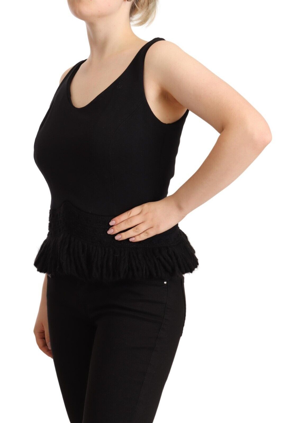 Ermanno Scervino Black Cotton Sleevelesss Tank Casual Top Ermanno Scervino
