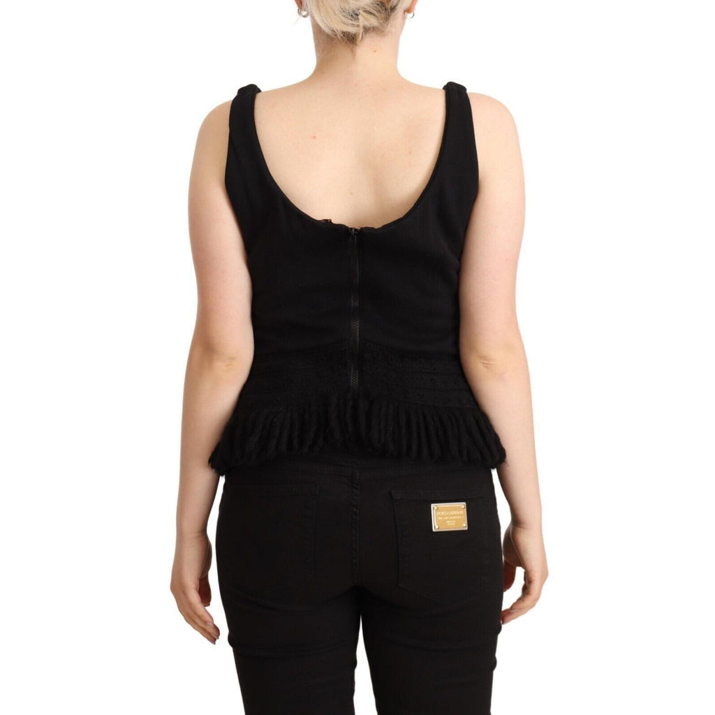 Ermanno Scervino Black Cotton Sleevelesss Tank Casual Top