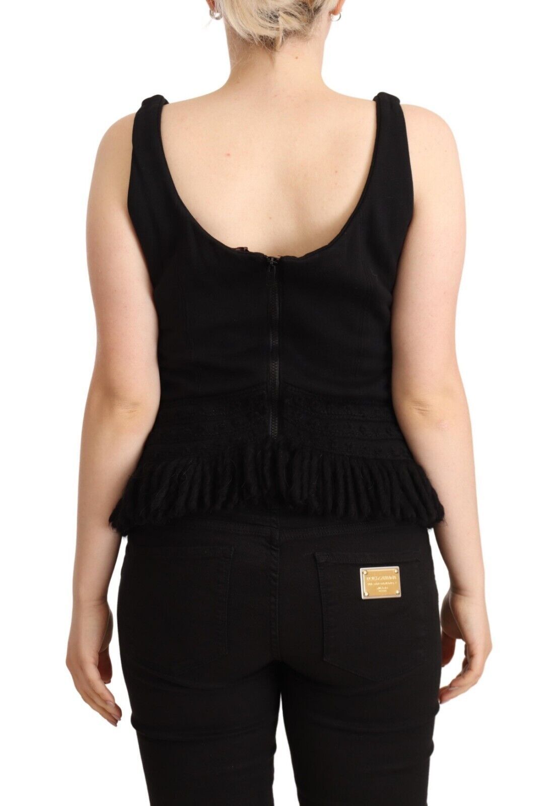 Ermanno Scervino Black Cotton Sleevelesss Tank Casual Top Ermanno Scervino