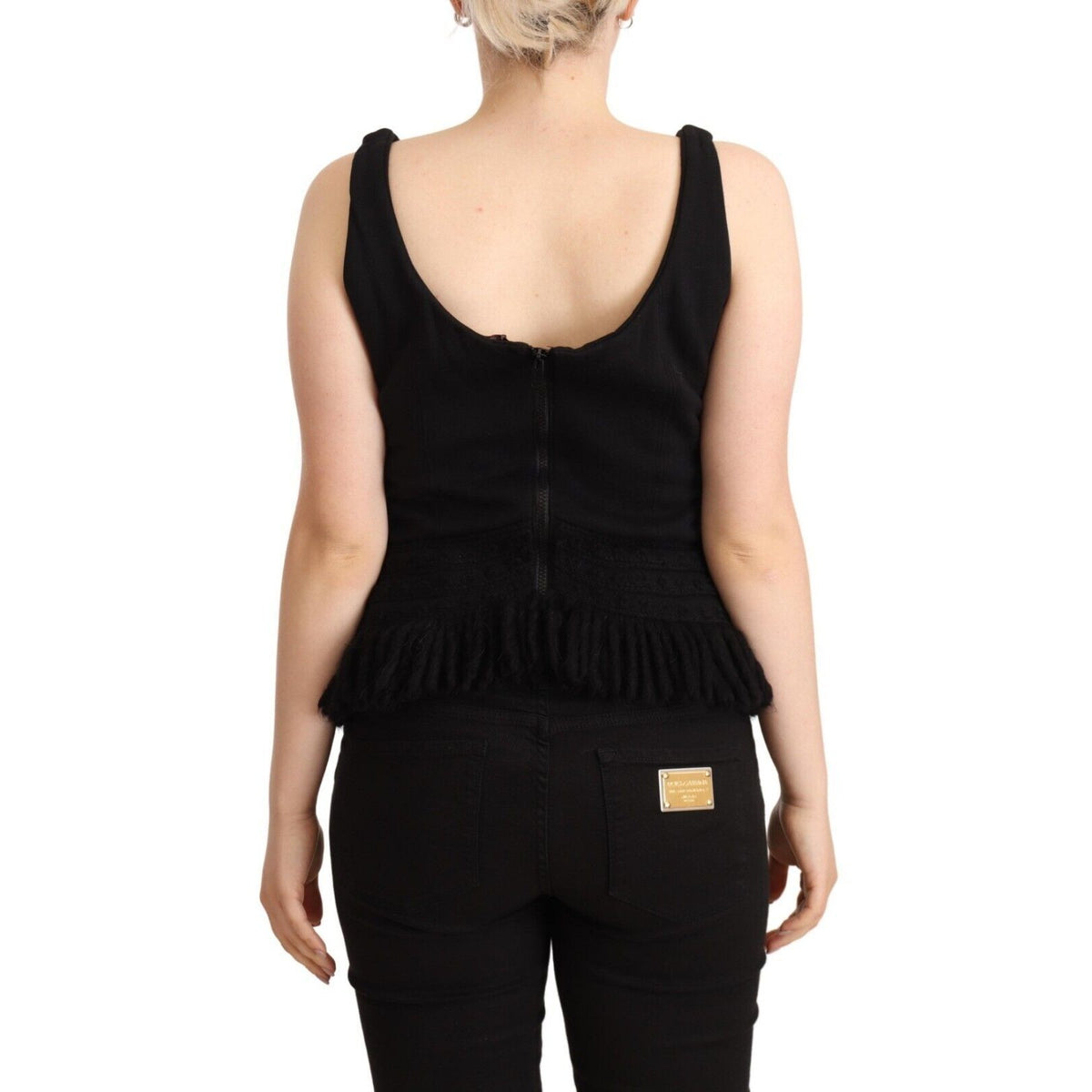 Ermanno Scervino Black Cotton Sleevelesss Tank Casual Top