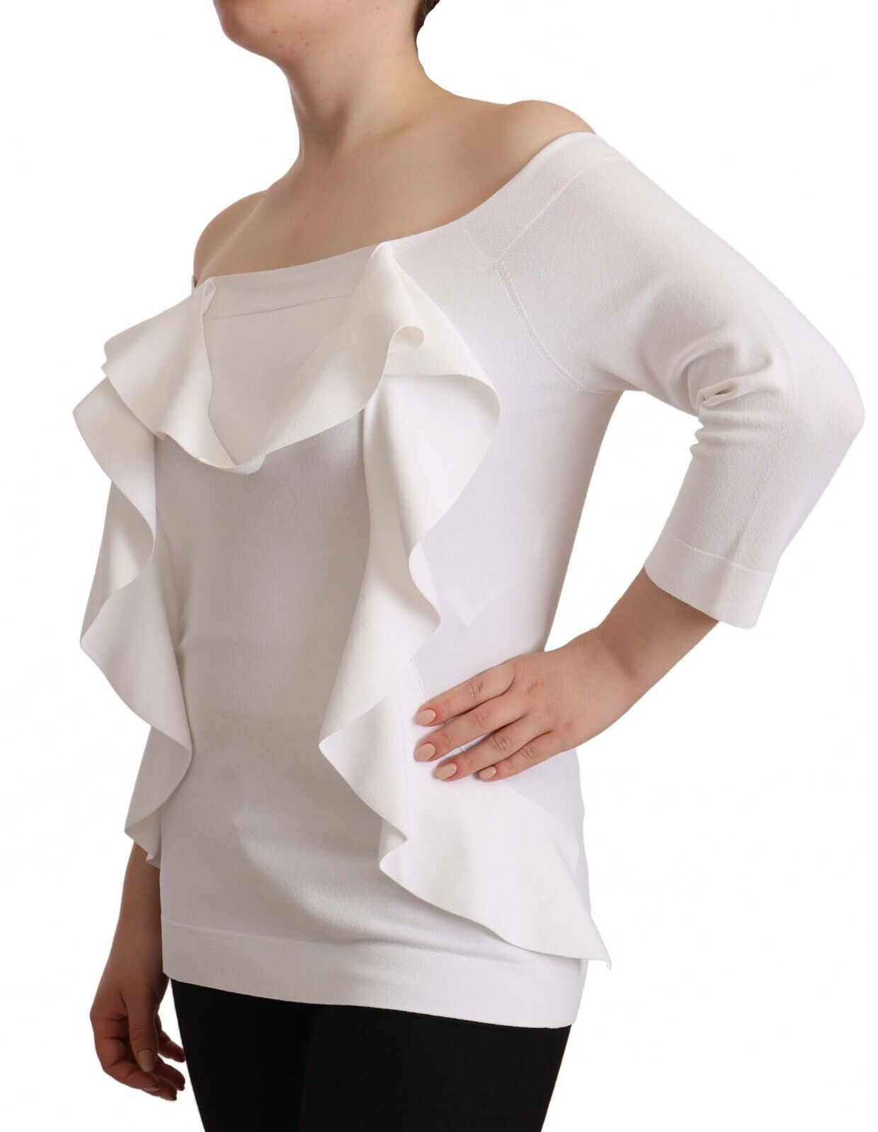 EXTERIOR White Long Sleeves Off Shoulder Women Top Blouse EXTERIOR
