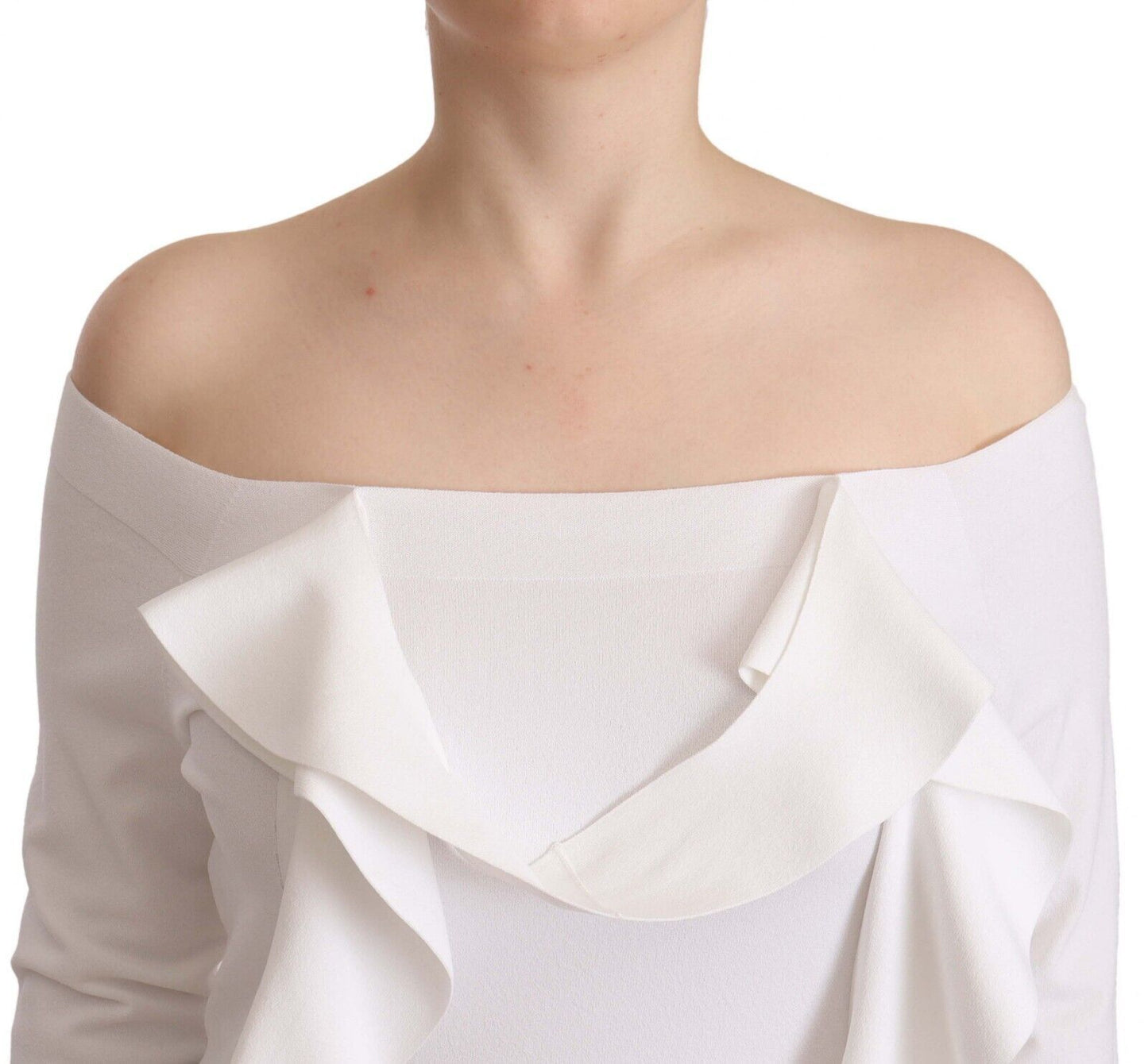 EXTERIOR White Long Sleeves Off Shoulder Women Top Blouse EXTERIOR