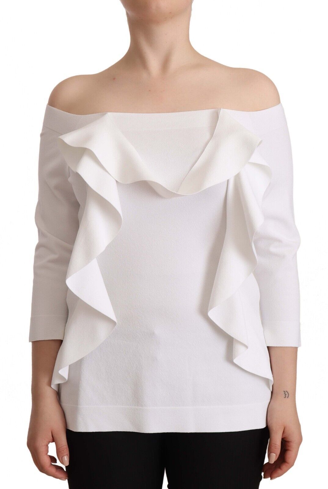 EXTERIOR White Long Sleeves Off Shoulder Women Top Blouse EXTERIOR