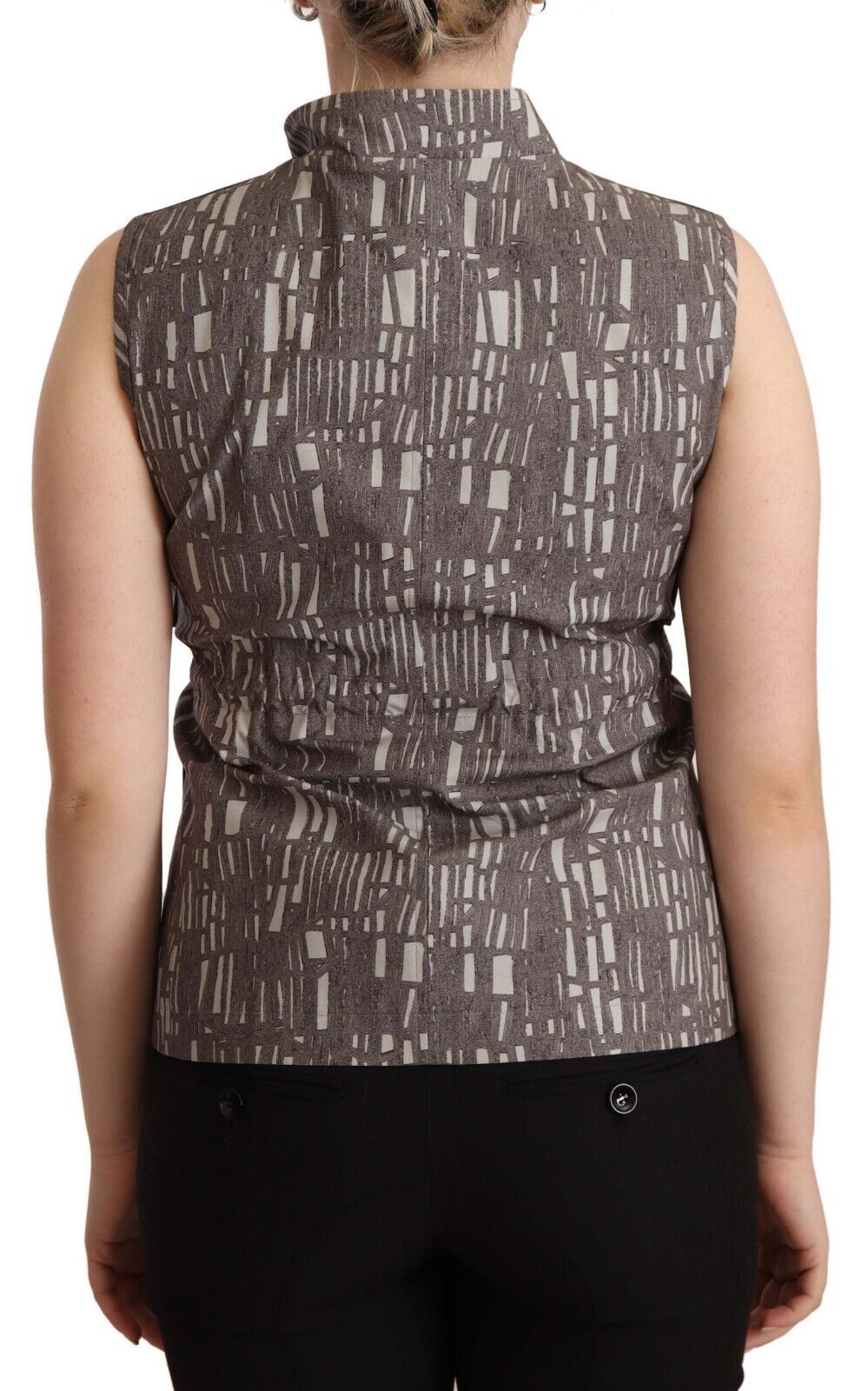 Comeforbreakfast Brown Black Vest Leather Sleeveless Top Blouse Comeforbreakfast