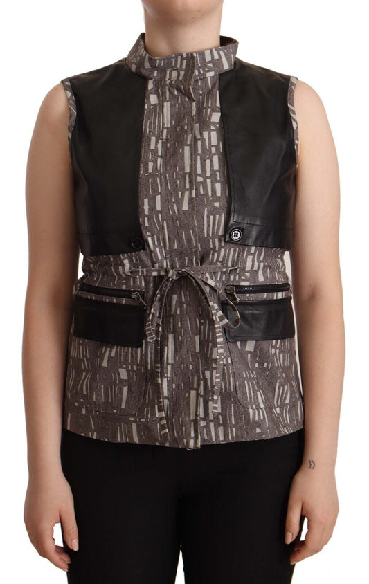 Comeforbreakfast Brown Black Vest Leather Sleeveless Top Blouse Comeforbreakfast