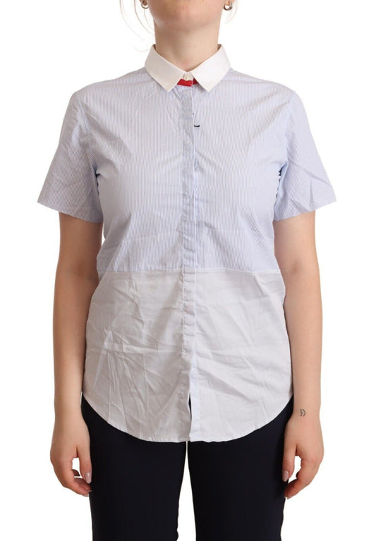 AGLINI Light Blue Cotton Short Sleeves Collared Polo Top AGLINI