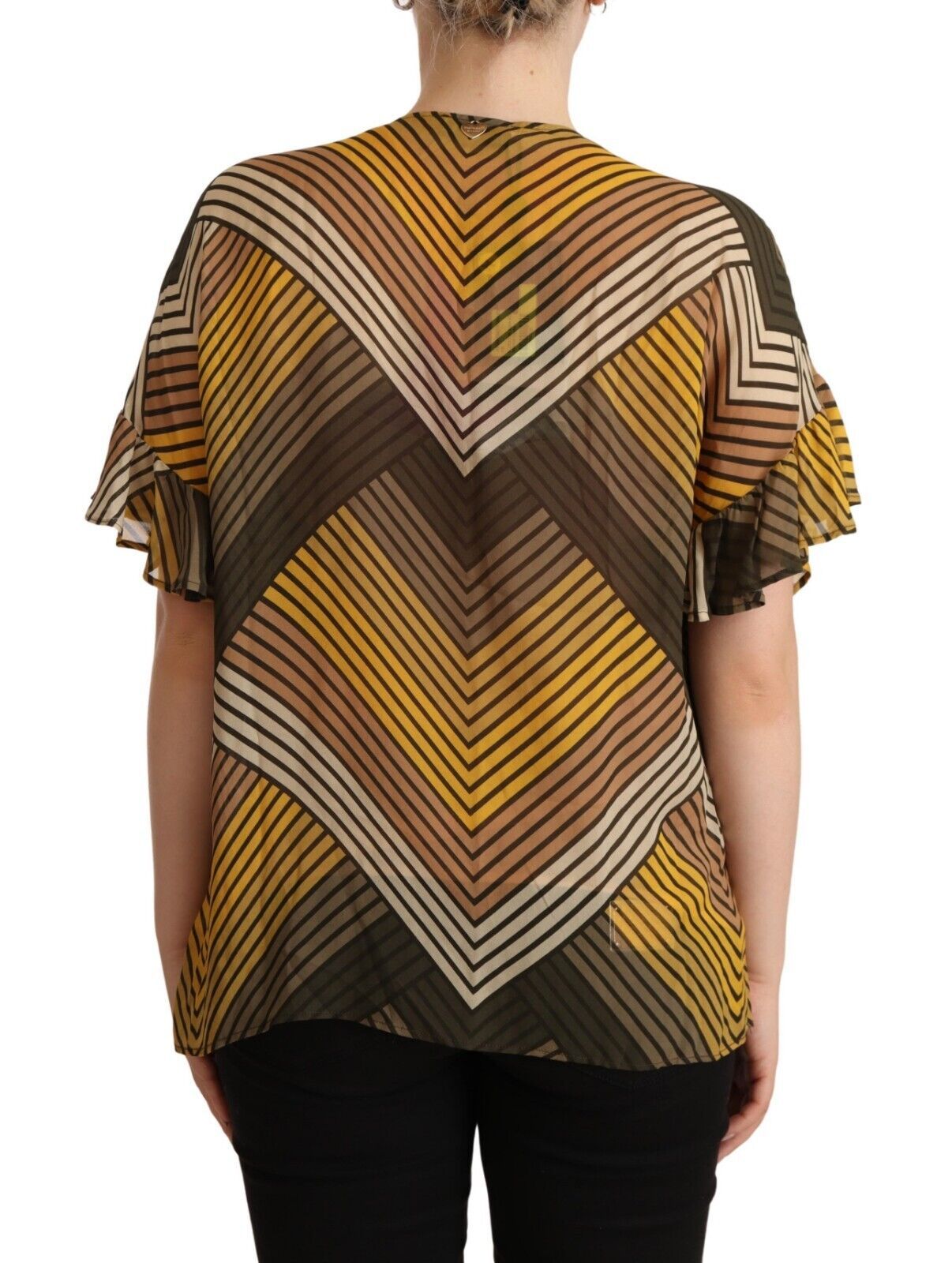 Twinset Multicolor Stripes Short Sleeves Round Neck Top Blouse Twinset