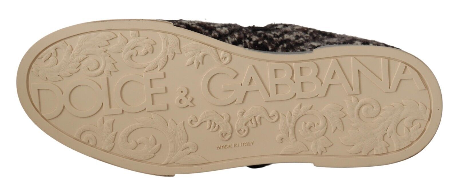 Dolce & Gabbana Silver Leather Brown Cotton Wool Sneakers Shoes Dolce & Gabbana
