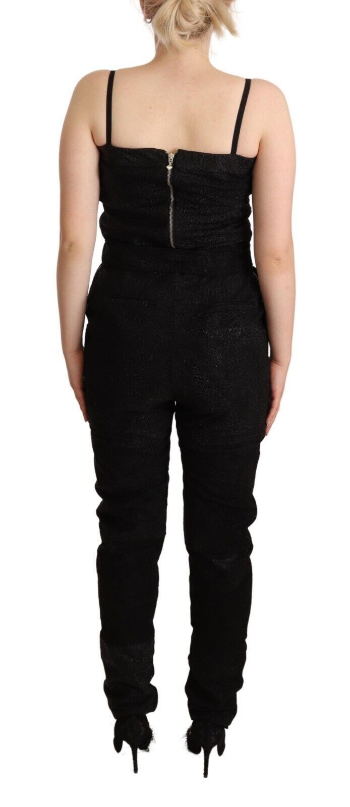 La Maison du Couturier Black Spaghetti Strap Jumpsuit Dress La Maison du Couturier