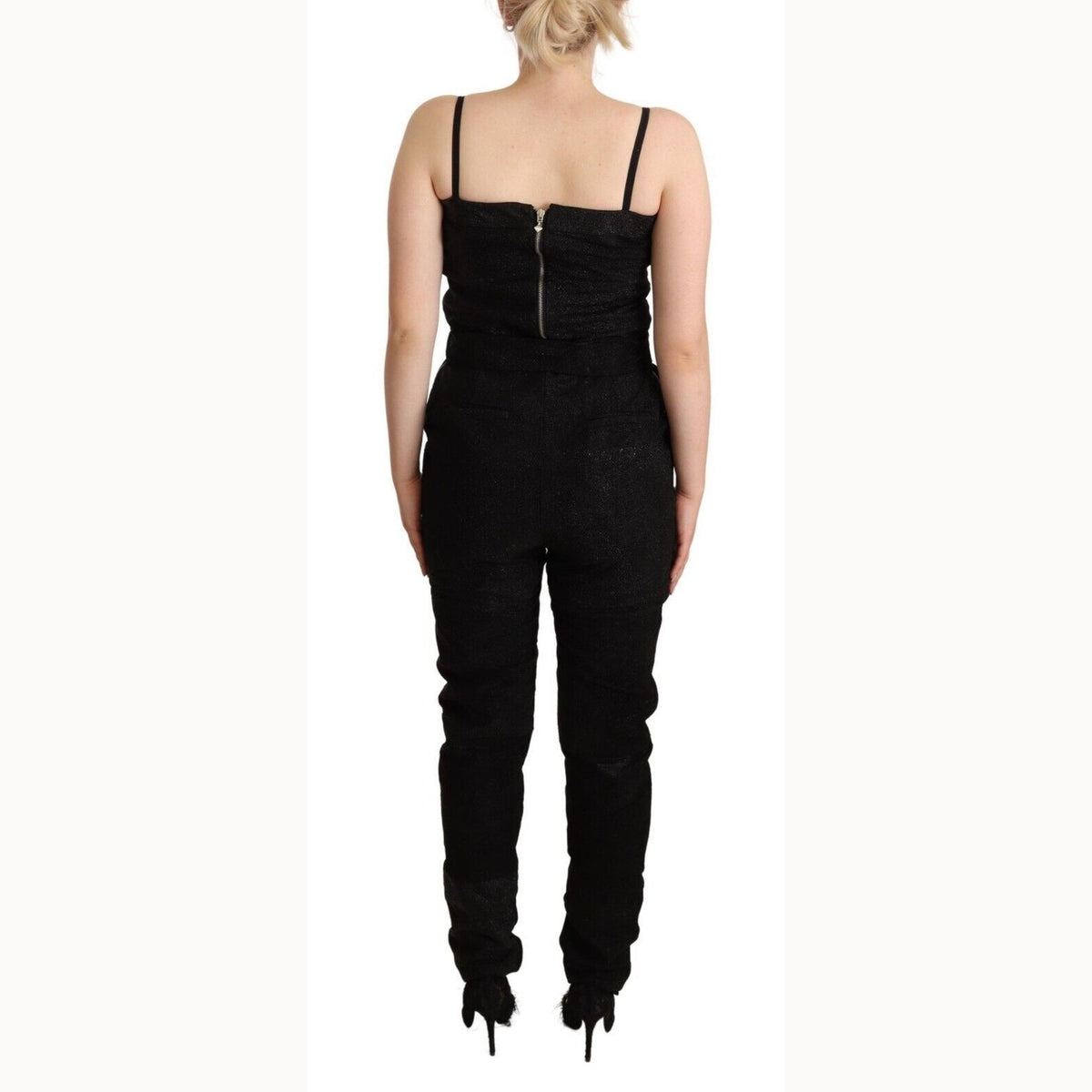 La Maison du Couturier Black Spaghetti Strap Jumpsuit Dress