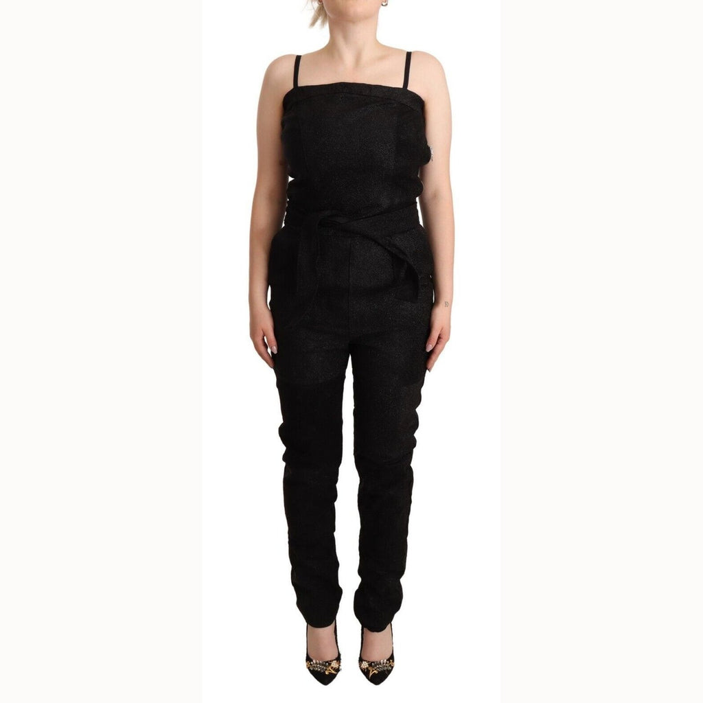La Maison du Couturier Black Spaghetti Strap Jumpsuit Dress