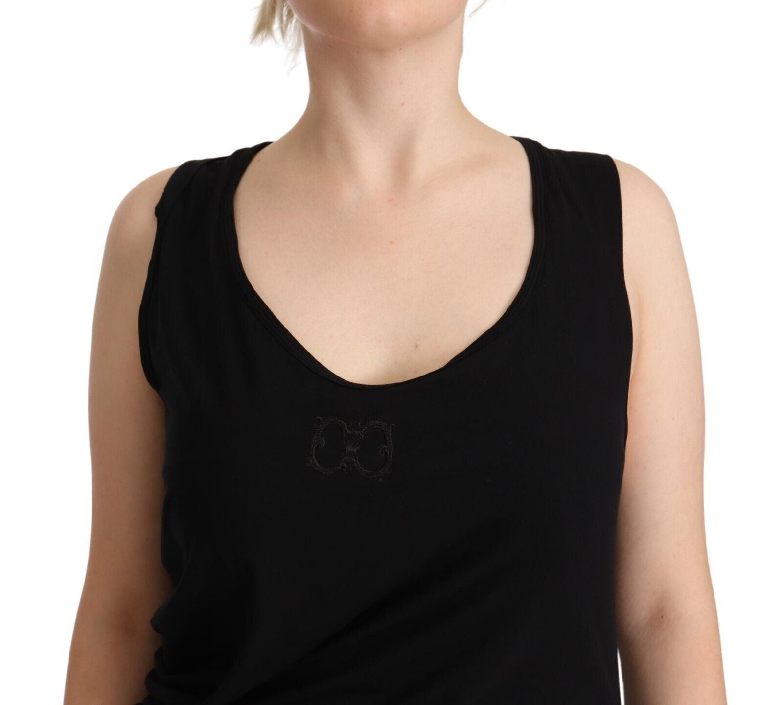 Roberto Cavalli Black Sleeveless Cotton Sheath Mini Dress Roberto Cavalli