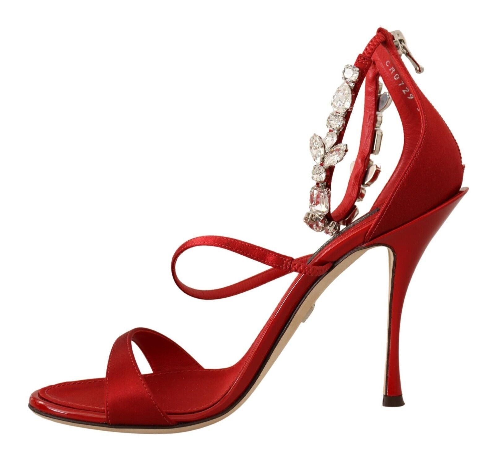 Dolce & Gabbana Red Satin Crystals Sandals Keira Heels Shoes Dolce & Gabbana