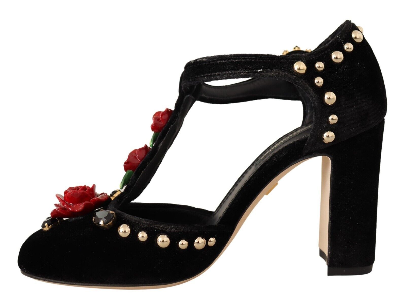 Dolce & Gabbana Black Mary Jane Pumps Roses Crystals Shoes Dolce & Gabbana