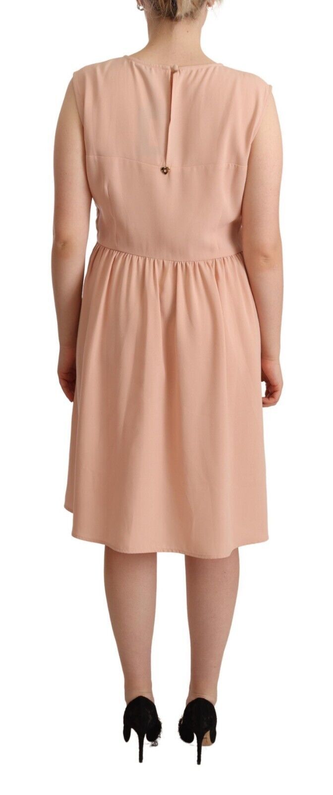 Twinset Beige Polyester Sleeveless Shift Knee Length Dress Twinset