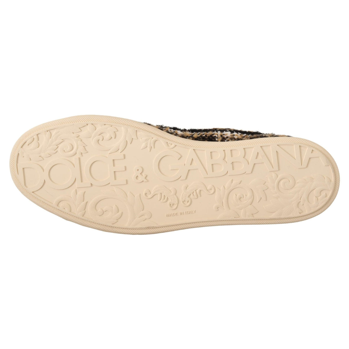 Dolce & Gabbana Beige Brown Wool Cotton High Top Sneakers