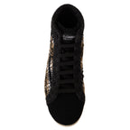 Dolce & Gabbana Beige Brown Wool Cotton High Top Sneakers