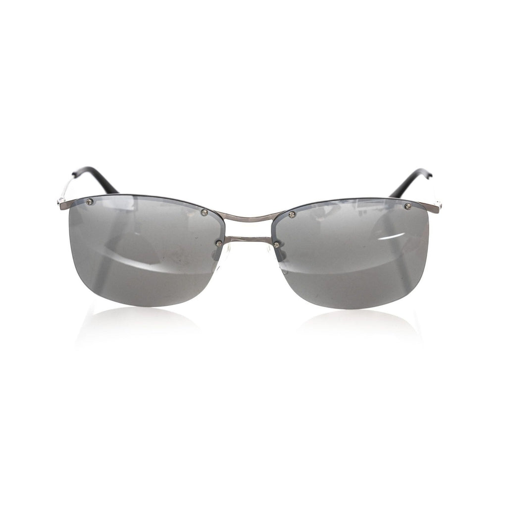 Frankie Morello Silver Metallic Fibre Men Sunglass