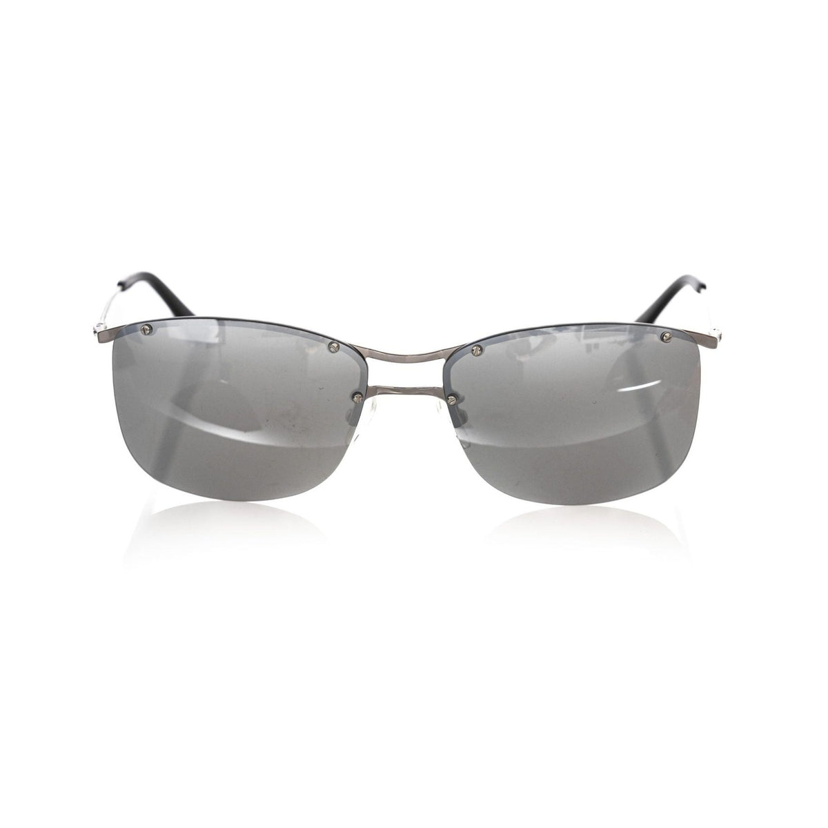 Frankie Morello Silver Metallic Fibre Men Sunglass