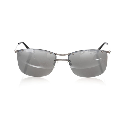 Frankie Morello Silver Metallic Fibre Men Sunglass