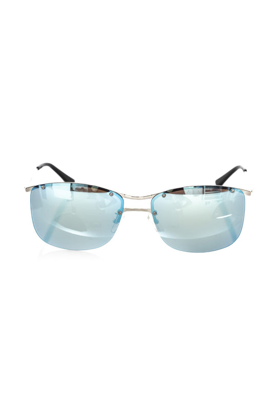 Frankie Morello Silver Metallic Fibre Men Sunglasses