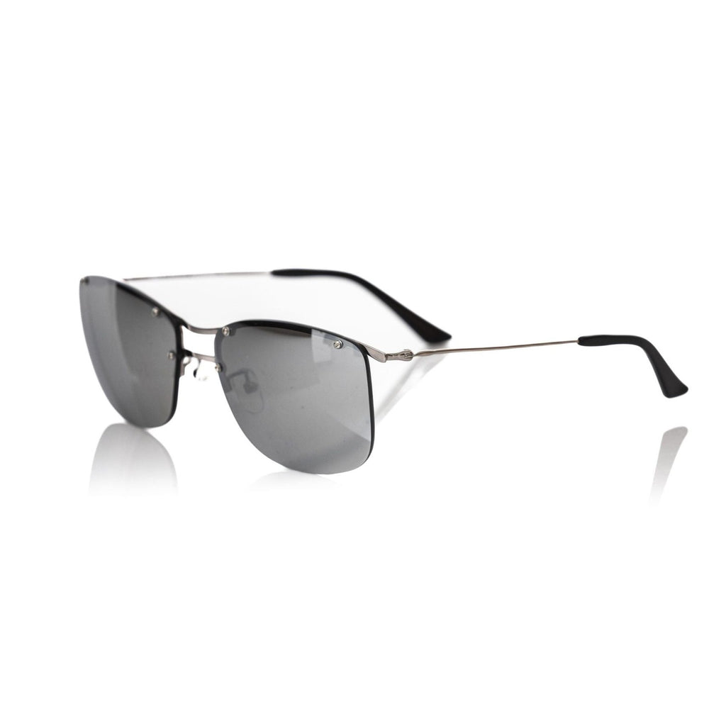 Frankie Morello Silver Metallic Fibre Men Sunglass
