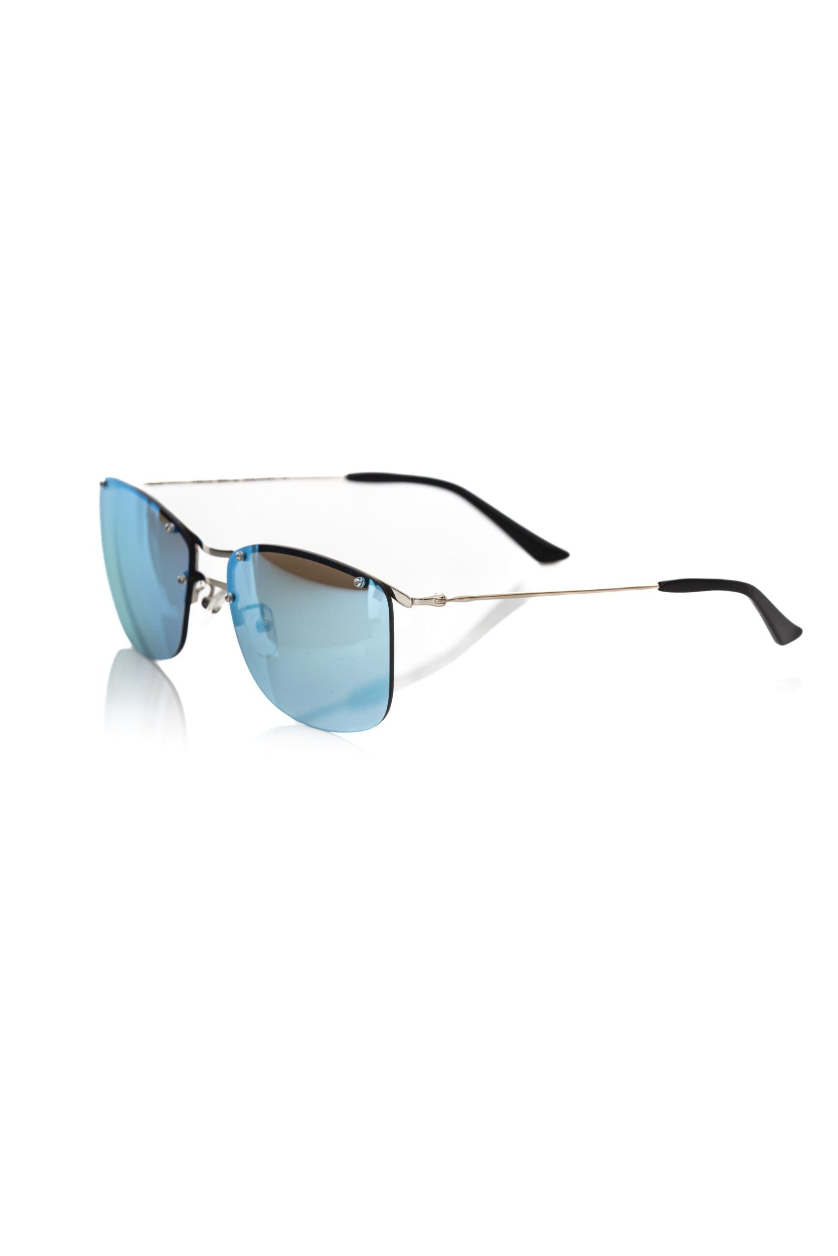 Frankie Morello Silver Metallic Fibre Men Sunglasses