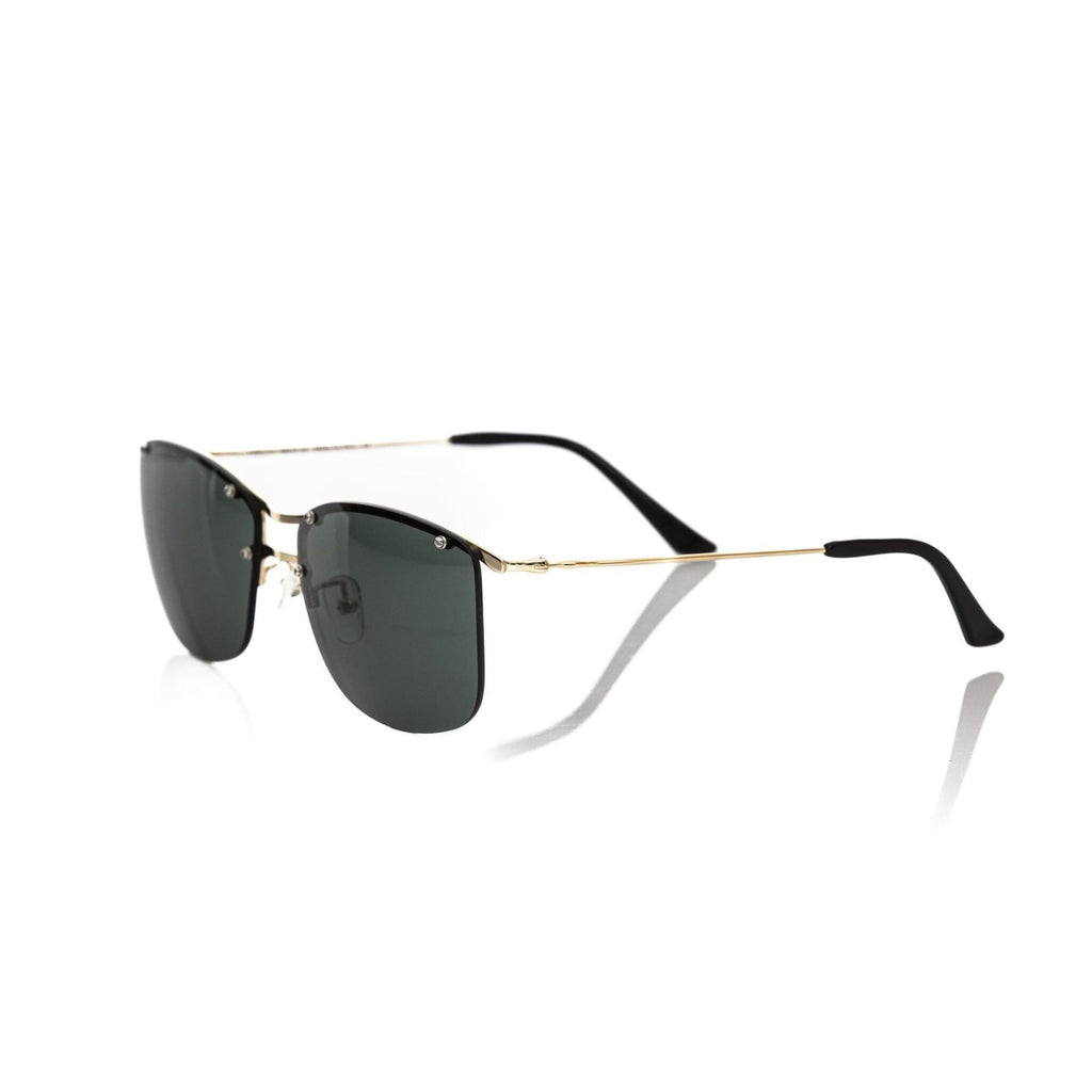 Black metallic fibre men’s sunglasses by Frankie Morello with sleek frame and tinted lenses, stylish and modern eyewear.