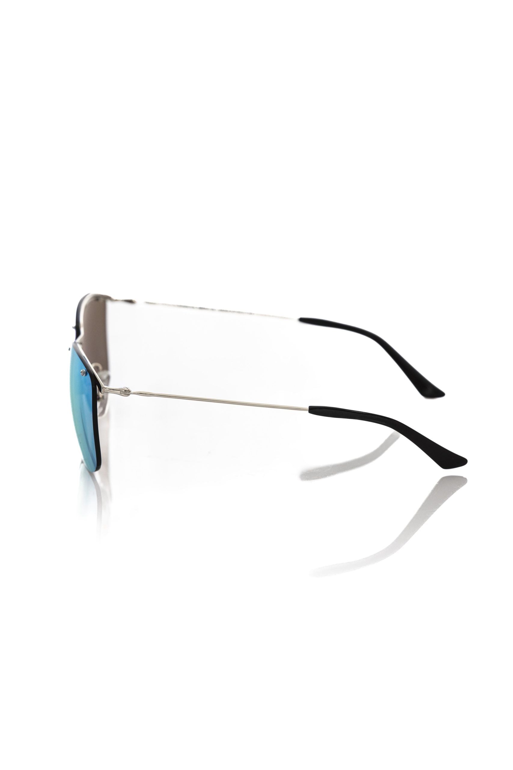 Frankie Morello Silver Metallic Fibre Men Sunglasses