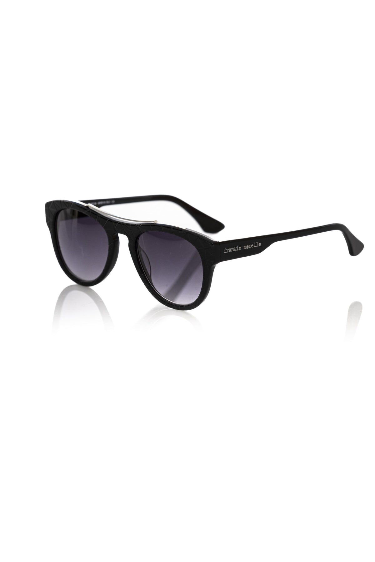Black acetate men's sunglasses by Frankie Morello with sleek frame and dark lenses, stylish eyewear for men.