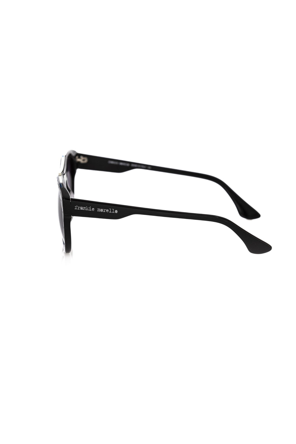 Black acetate men's sunglasses by Frankie Morello with sleek frame and tinted lenses.