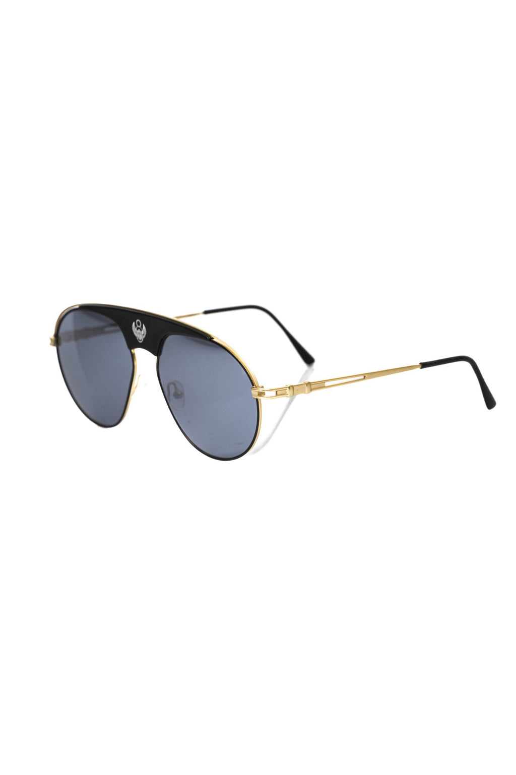 Frankie Morello Black Metallic Fiber Men Sunglasses
