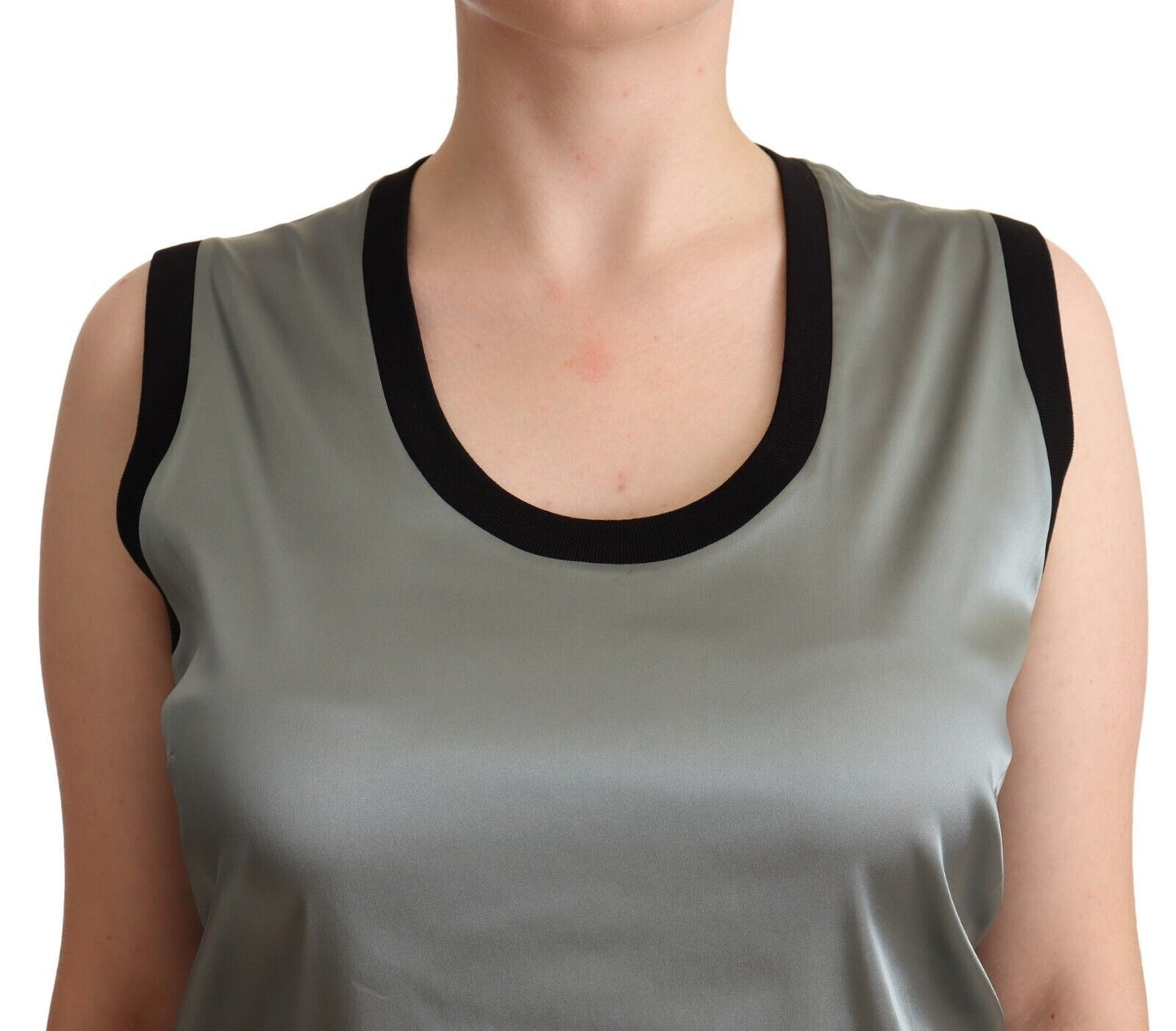 Dolce & Gabbana Silver Round Neck Sleeveless Casual Tank Top Dolce & Gabbana