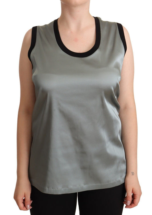 Dolce & Gabbana Silver Round Neck Sleeveless Casual Tank Top Dolce & Gabbana