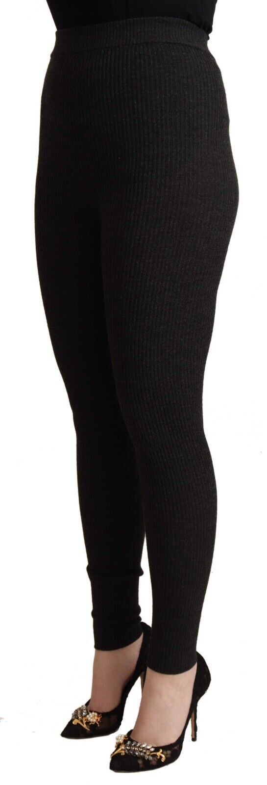 Dolce & Gabbana Black Virgin Wool Stretch Waist Tights Pants Dolce & Gabbana
