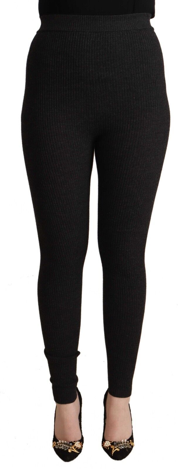 Dolce & Gabbana Black Virgin Wool Stretch Waist Tights Pants Dolce & Gabbana