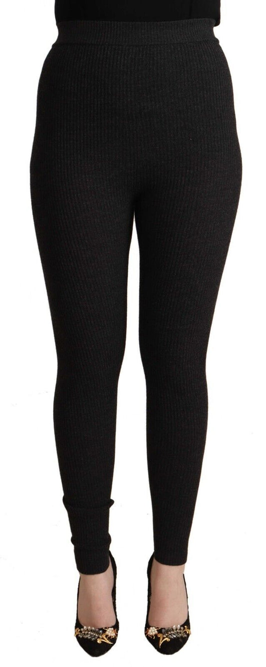 Dolce & Gabbana Black Virgin Wool Stretch Waist Tights Pants Dolce & Gabbana
