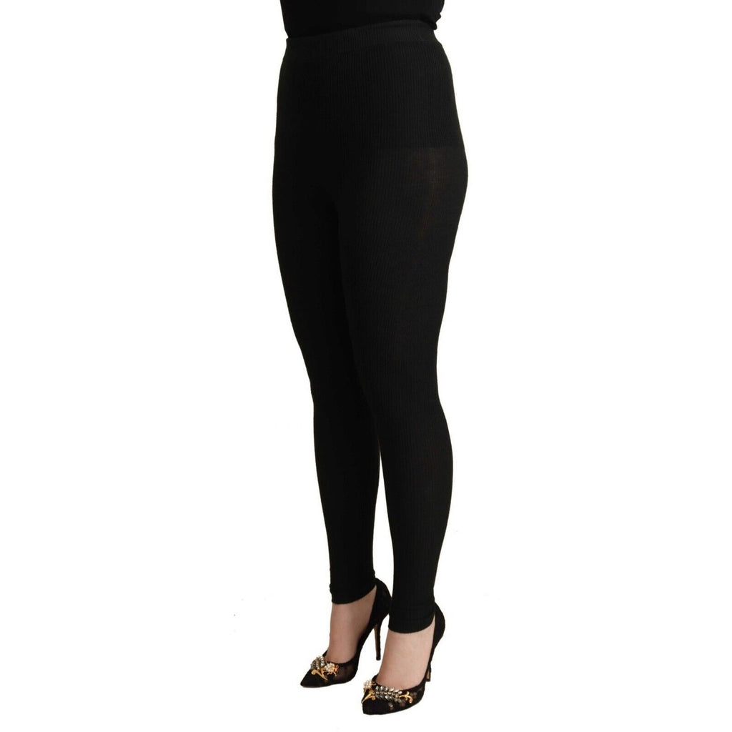 Dolce & Gabbana Black Cashmere Stretch Waist Tights Pants