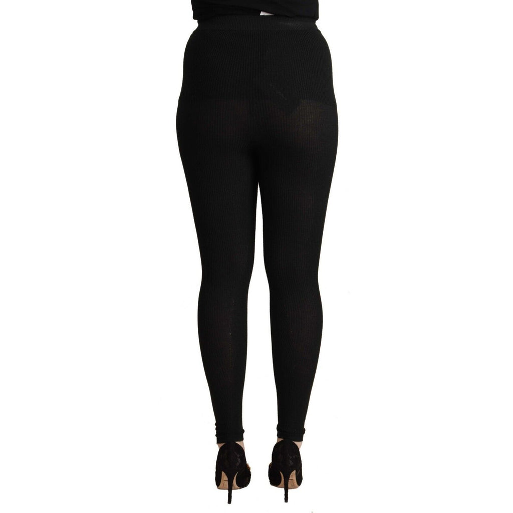 Dolce & Gabbana Black Cashmere Stretch Waist Tights Pants