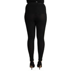 Dolce & Gabbana Black Cashmere Stretch Waist Tights Pants