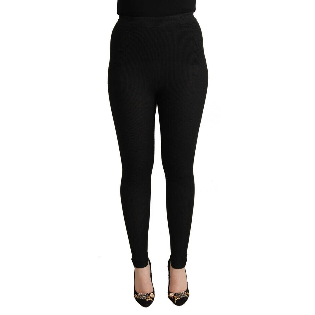 Dolce & Gabbana Black Cashmere Stretch Waist Tights Pants