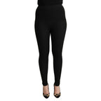 Dolce & Gabbana Black Cashmere Stretch Waist Tights Pants