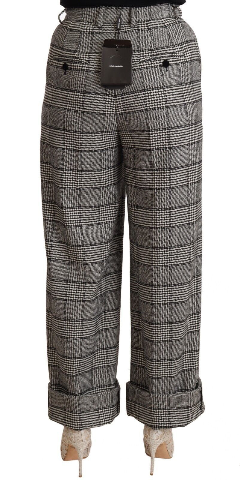 Dolce & Gabbana Gray Tartan Straight Trouser Wool Pants Dolce & Gabbana