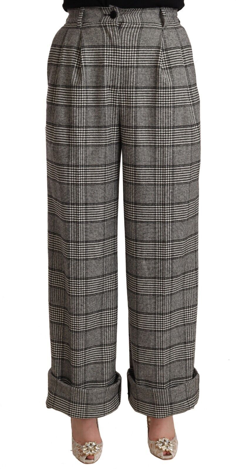 Dolce & Gabbana Gray Tartan Straight Trouser Wool Pants Dolce & Gabbana