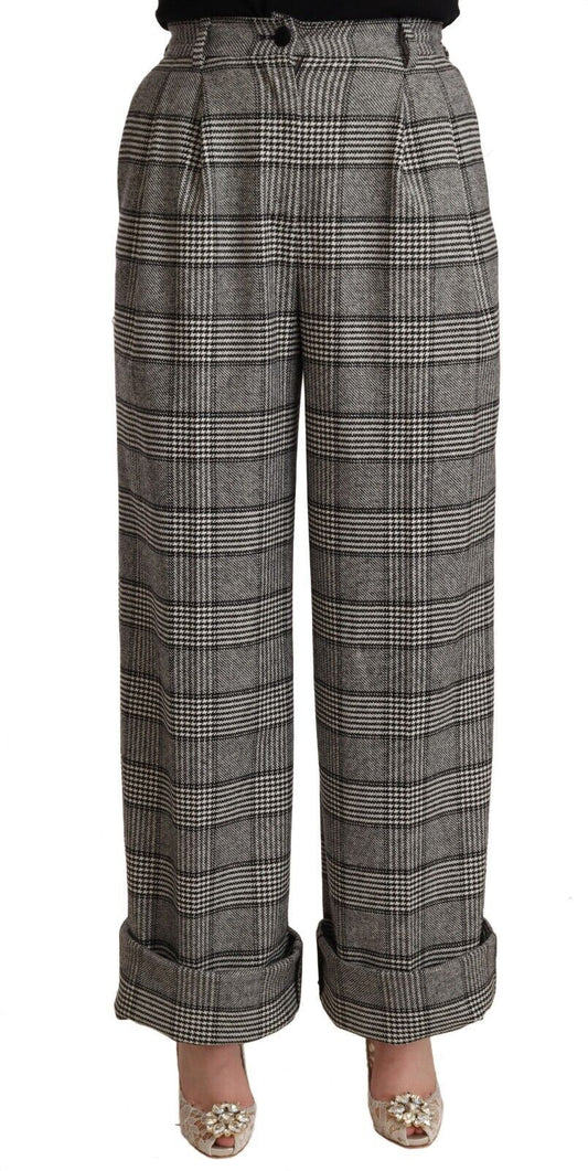 Dolce & Gabbana Gray Tartan Straight Trouser Wool Pants Dolce & Gabbana