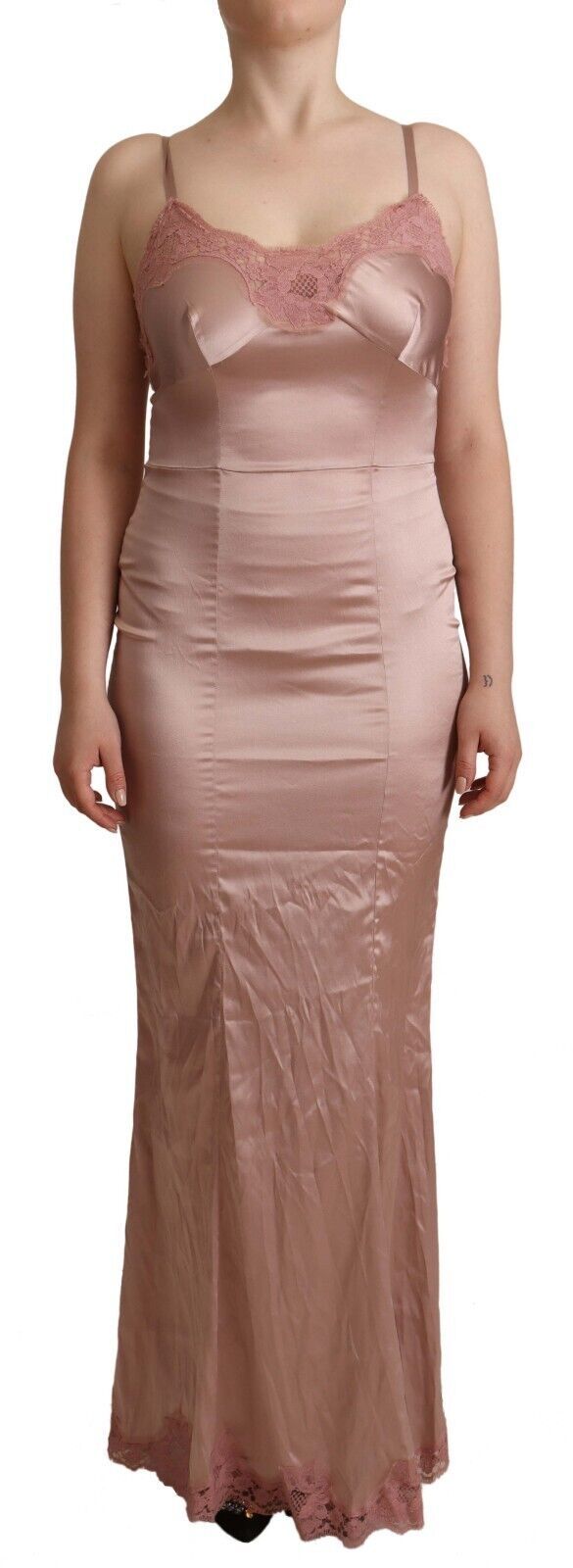 Dolce & Gabbana Pink Lace Long Bodycon Maxi Polyester Dress Dolce & Gabbana