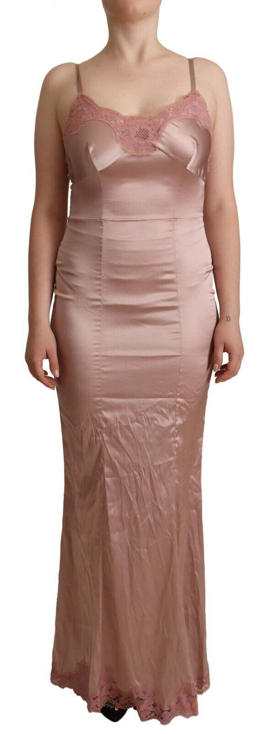 Dolce & Gabbana Pink Lace Long Bodycon Maxi Polyester Dress Dolce & Gabbana