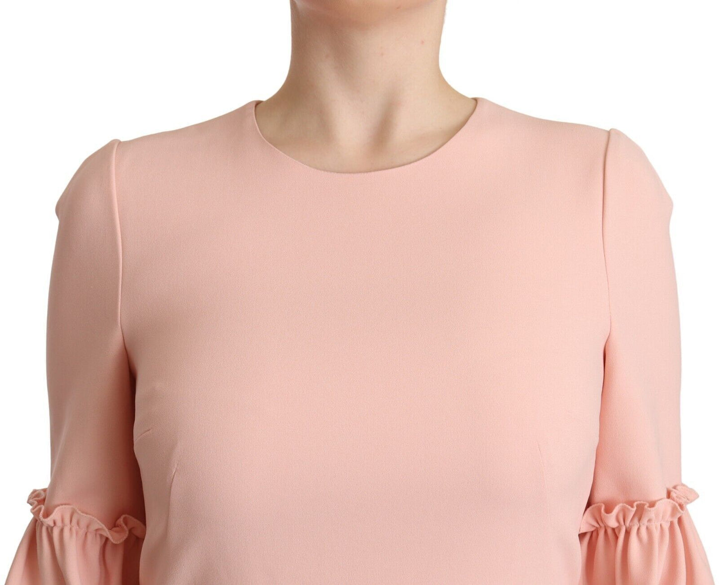 Dolce & Gabbana Pink Ruffled Sleeves Viscose Sheath Dress Dolce & Gabbana
