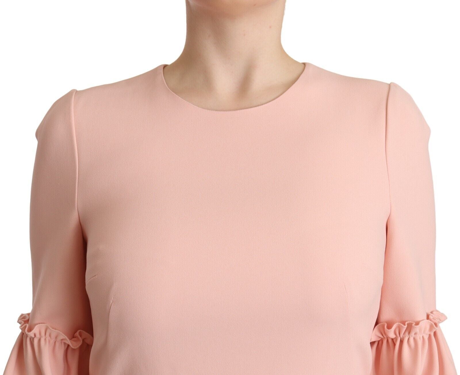 Dolce & Gabbana Pink Ruffled Sleeves Viscose Sheath Dress Dolce & Gabbana