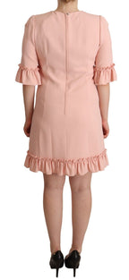 Dolce & Gabbana Pink Ruffled Sleeves Viscose Sheath Dress